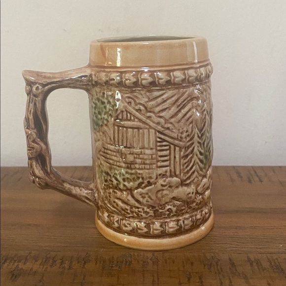 Vintage Ceramic Beer Stein Men Pipe Barrel Woods Made in Japan - Picture 2 of 8